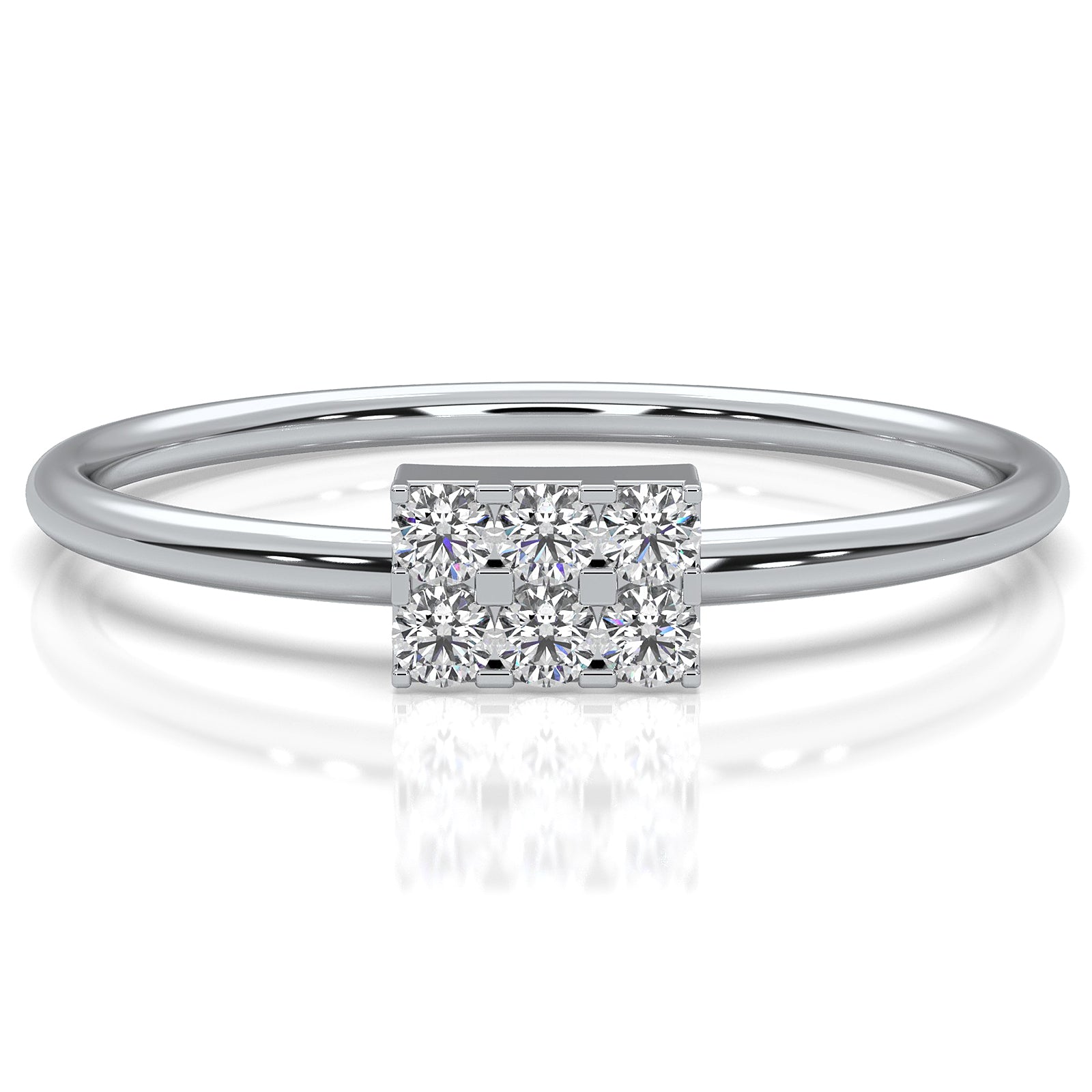 Slim Minimalist Rectangle Shape Lab Diamond Engagement Ring 0.11ctw.